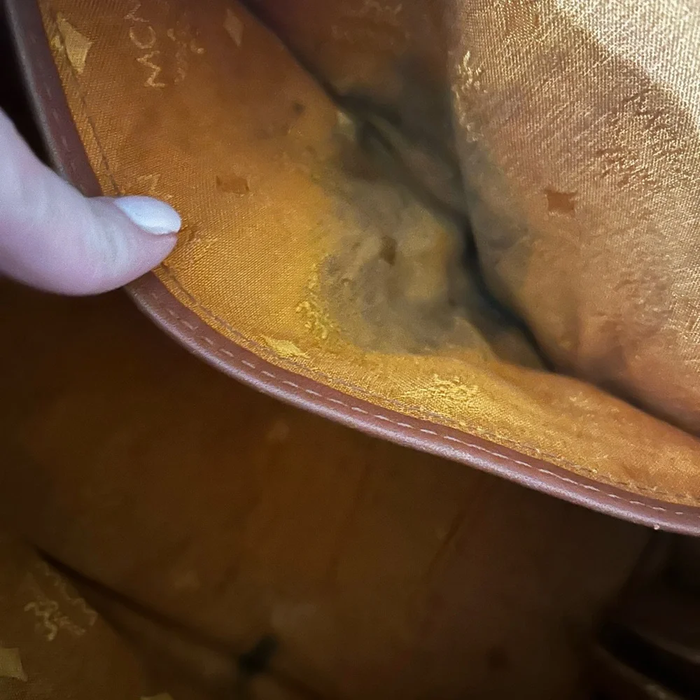 MCM Cognac Visetos Satchel with Gold Hardware and Brown Handles - Picture 8 of 15